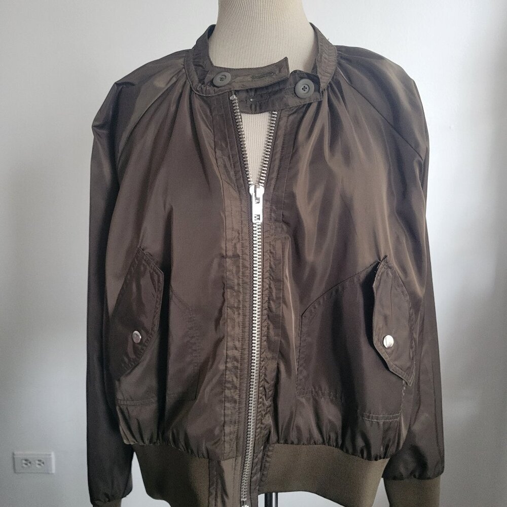 Free People Midnight Satin Bomber Jacket (Size: L)